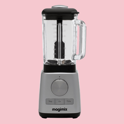 Magimix stainless steel blender with black lid
